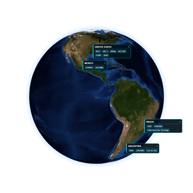 Globe preview with cyber security standards by region
